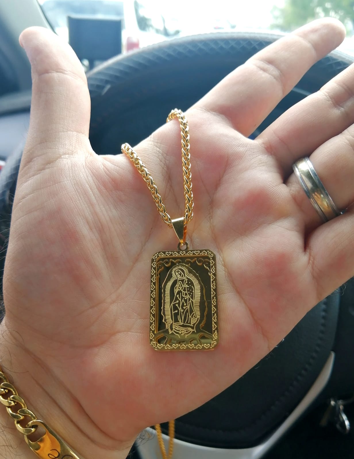 Collar de Virgen de Guadalupe, Acero Inoxidable