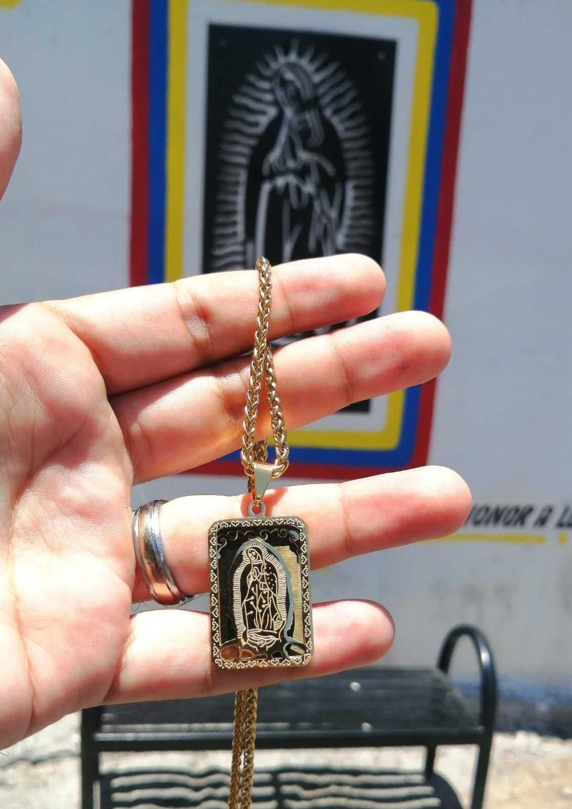 Collar de Virgen de Guadalupe, Acero Inoxidable